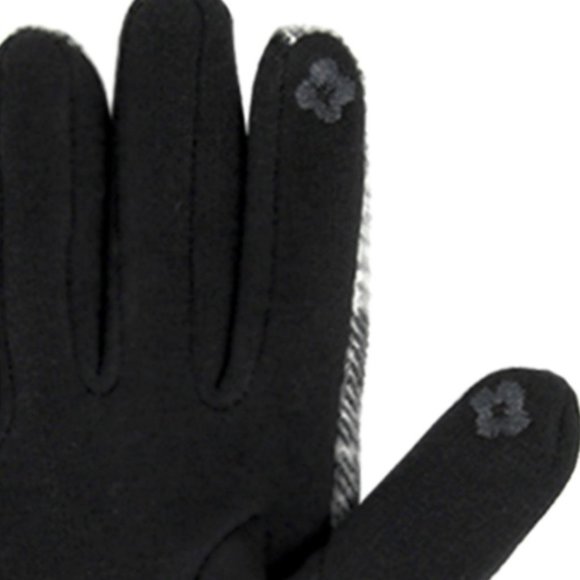 Black Button Plaid Smart Gloves Fleece Lined Smart Touch Text Friend - Picture 2 of 9